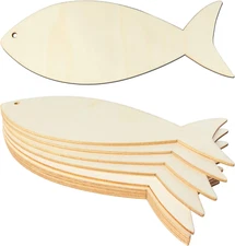 Unfinished Fish Shaped Wood Tag Wood Cutout Slices Wooden Tags for Beach Nautica