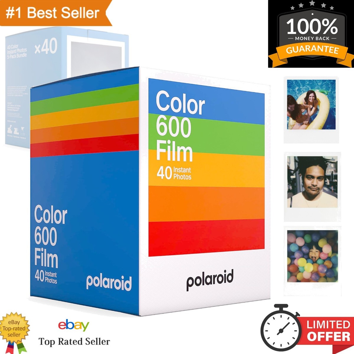 Polaroid Color Film For 600 White Frame 2-Pack