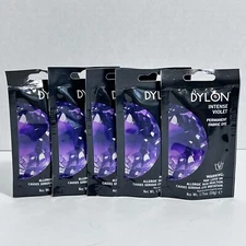Dylon Permanent Fabric Dye Intense VIOLET 1.75 oz Lot of 5 Tie Dye Clothing
