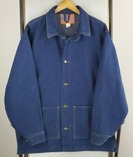 RARE MAINE PRISONER MADE Size Medium Denim Chore Coat Harbor Blue Made in USA