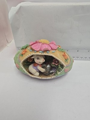 Easter Bunny Resin Egg Figurine 5'' Long K's Collections