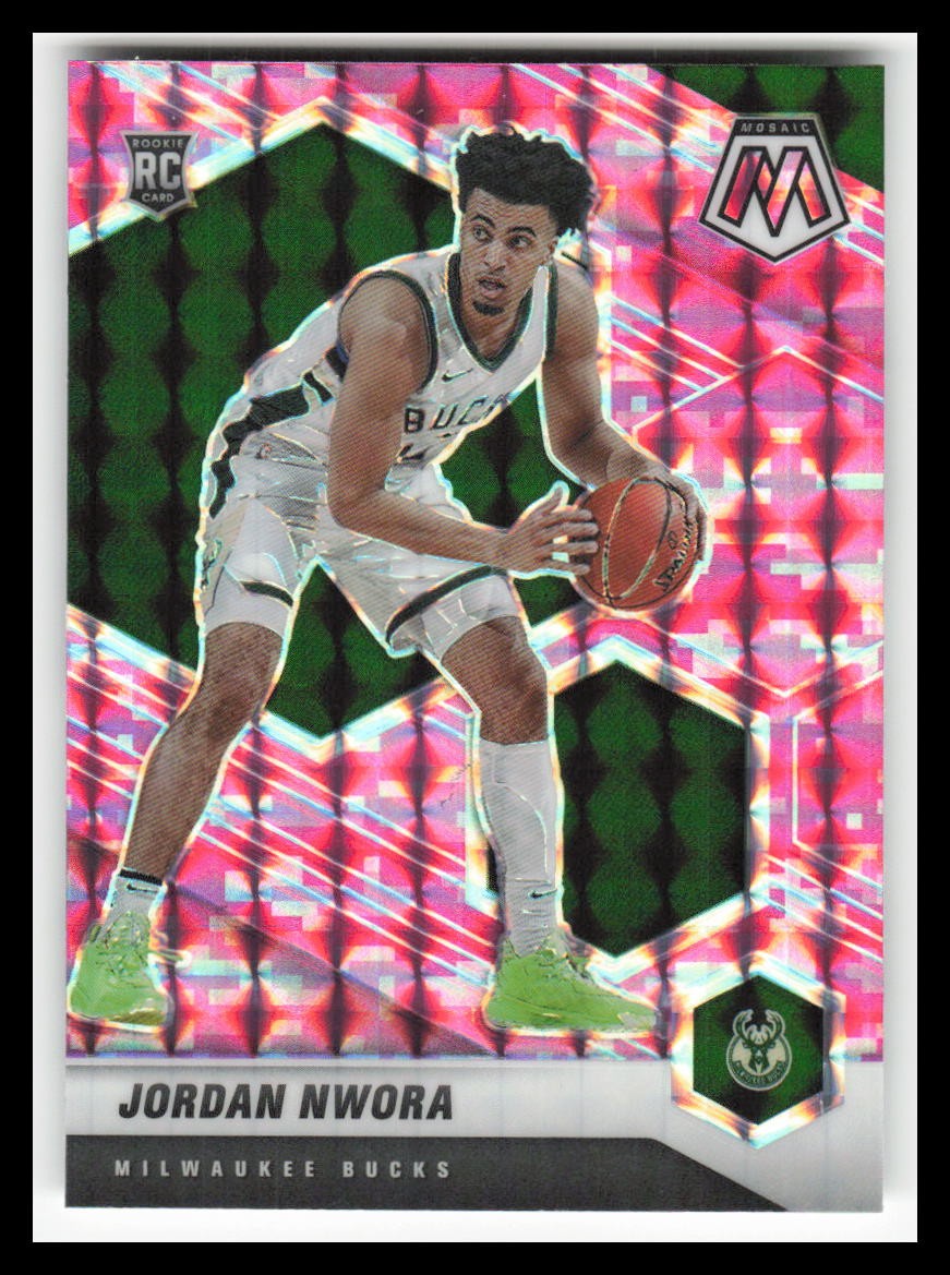 2020-21 Panini Mosaic Mosaic Camo Pink #219 Jordan Nwora