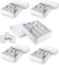 4 Row Trading Card Storage Box, 5 Pack 3200 Count Supporters Divider White
