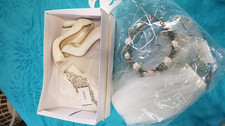 Davids Bridal Ivory 5 M shoes, Sash, 2 Head pieces wedding accessories
