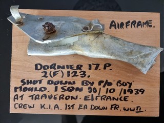 WW2 BATTLE OF FRANCE DORNIER 17.PShot Down By P/O Boy Mould 1 SQDN 30/10/39