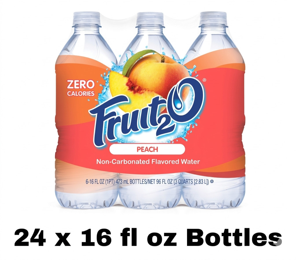 Fruit 2 O Peach Flavored Water, 24 Count, 16 FL OZ Bottles F
