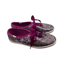 Kate Spade X Keds Glitter Sneakers Women's Size 7 Purple Ribbon Laces Preppy