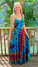 JAYLI NEPAL Long Dress MUDMEE TIE DYE SCOOP NECK Pair w Tank / Camisole HANDMADE