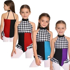 Kids Girls Bodysuit Theme Party Clown Costumes Halloween Jumpsuit Sleeveless