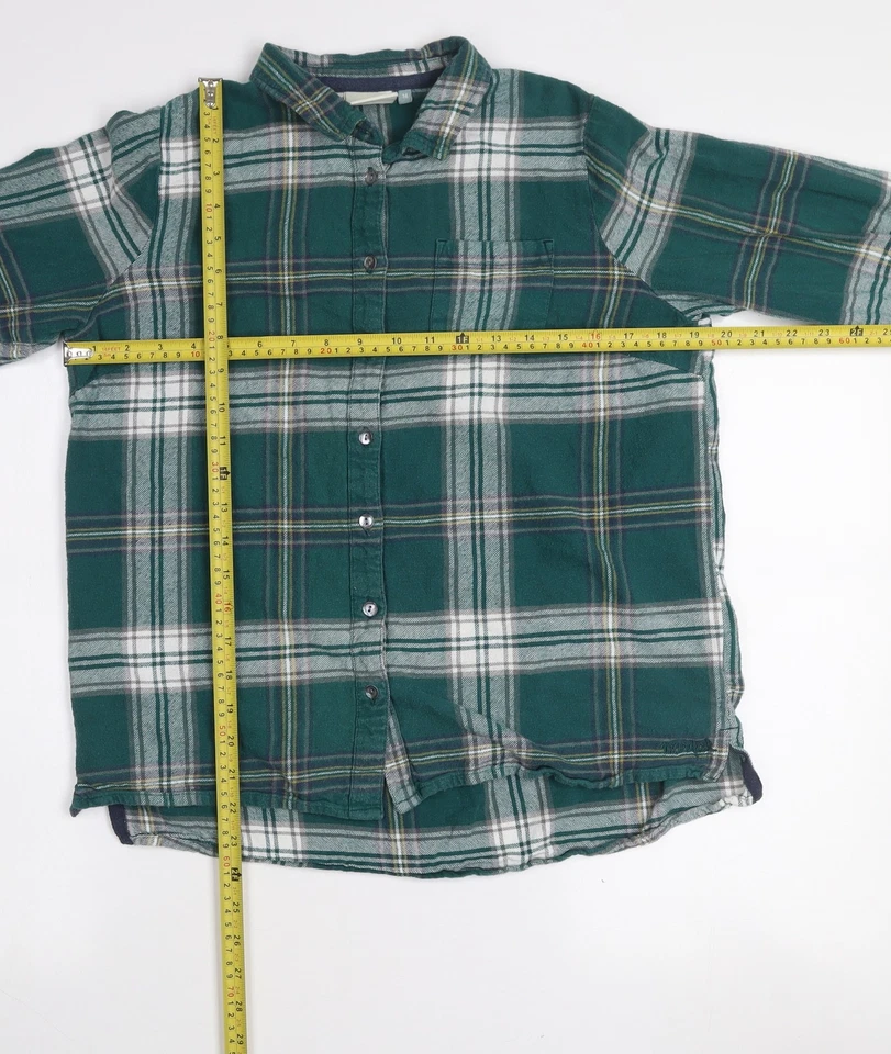 Weird Fish Boys Green Plaid Flannel Button-Up Long Sleeve Cotton Shirt Size 14 - Image 2 of 4