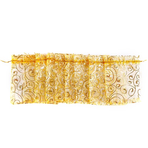 100pcs Champagne Eyelash Organza Drawstring Pouches Jewelry Wedding Gift Bags S❤ - Picture 8 of 10