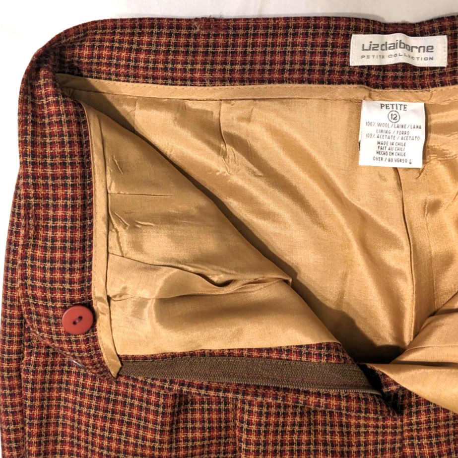 Red Orange Tiny Check Plaid Wool Slacks Academia … - image 4