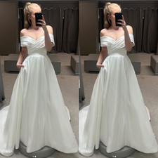 Off Shoulder Wedding Dresses White Ivory 2026 Newest Satin Simple Bridal Gowns