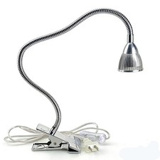 5W LED Clip On Desk Lamp 19in Gooseneck Silver 110V