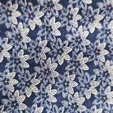 Vintage Blue/White Floral Print Cotton Unbranded Fabric,  2 Yards 16 Inches