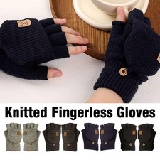 Knitted Fingerless Gloves Winter Thicken Warm Touch Screen Gloves for Men W N9Y7
