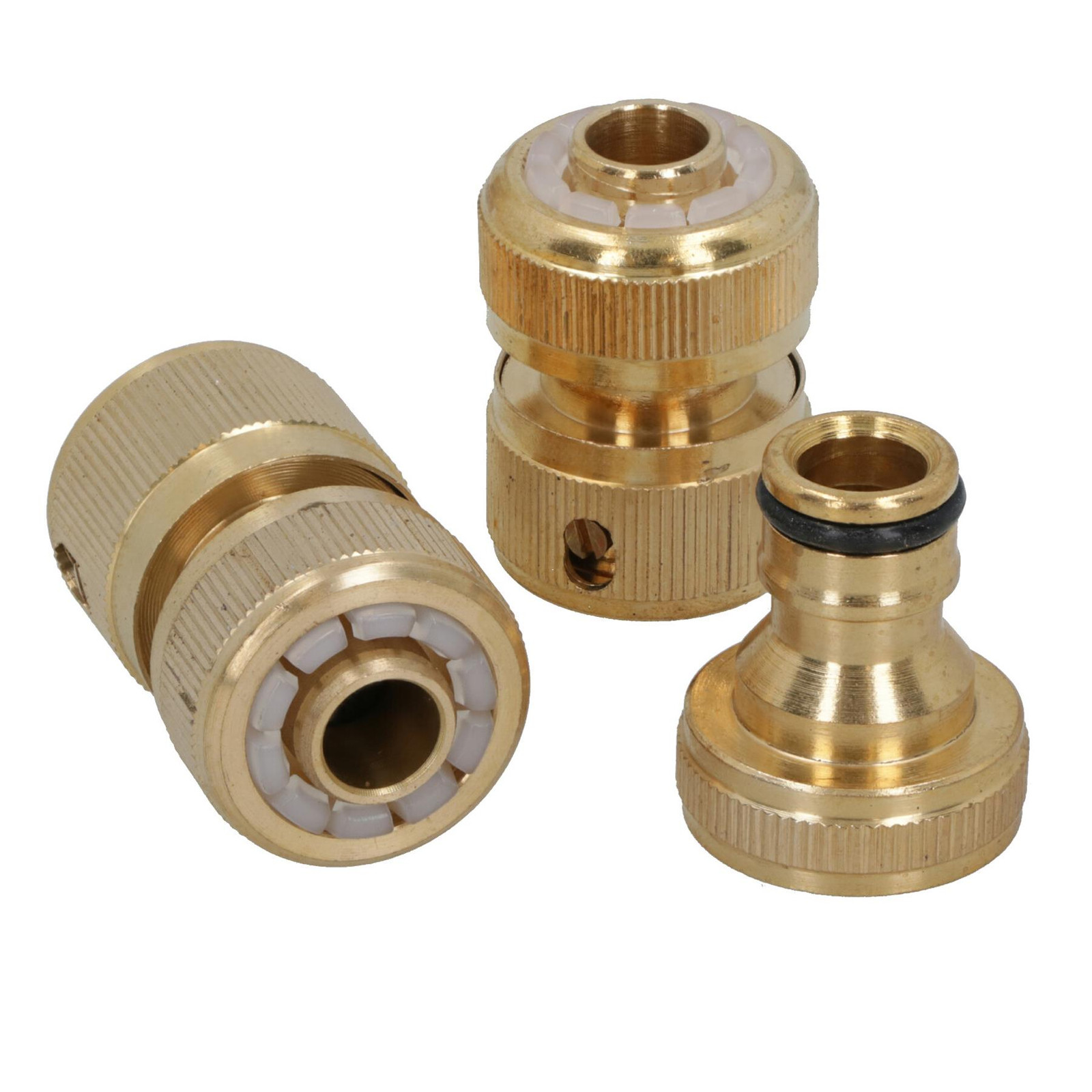Brass Garden Hose Pipe Fitting Hosepipe Set Quick Release Tap Connectors 3pc