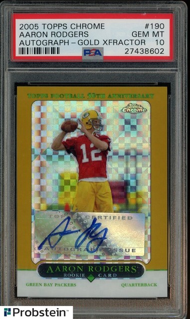 2005 Topps Chrome Gold XFractor #190 Aaron Rodgers RC Rookie AUTO 134/399 PSA 10