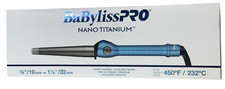 BaByliss Pro Nano Titanium 3/4" to 1 1/4" Taper Barrel Curling Wand Turbo Heat