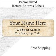 60 Custom Personalized Return Address Labels Printed Parchment 3/4 x 2 1/4