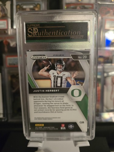 2021 Panini Prizm DP Orange Cracked Ice #20 Justin Herbert - Oregon SPA 10 - Bild 2 von 2