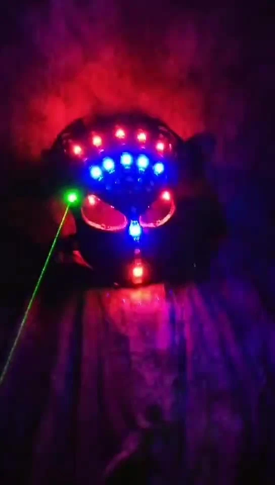 RGB Luminous Skeleton Helmet Full Face Laser Mask Halloween Cosplay Props Party  - Image 3 of 4