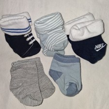 Baby Socks Infant Newborn Variety Bundle Blue Gray White 5 Pairs