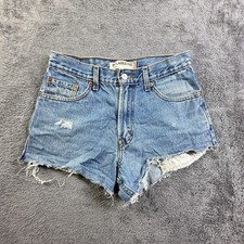 Vintage Levi's 550 Jean Shorts Altered Womens 28" Rodeo Cowgirl Distressed