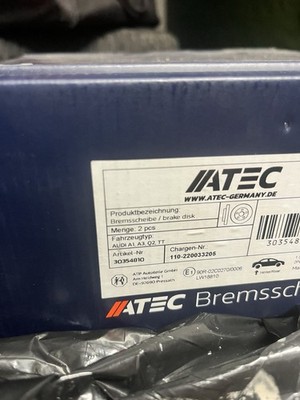 ATEC 30354810   Bremsscheibe Hinterachse Voll