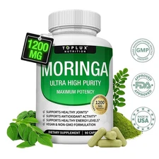Toplux Nutrition Moringa Capsules - Immune Support, Natural Green Superfood