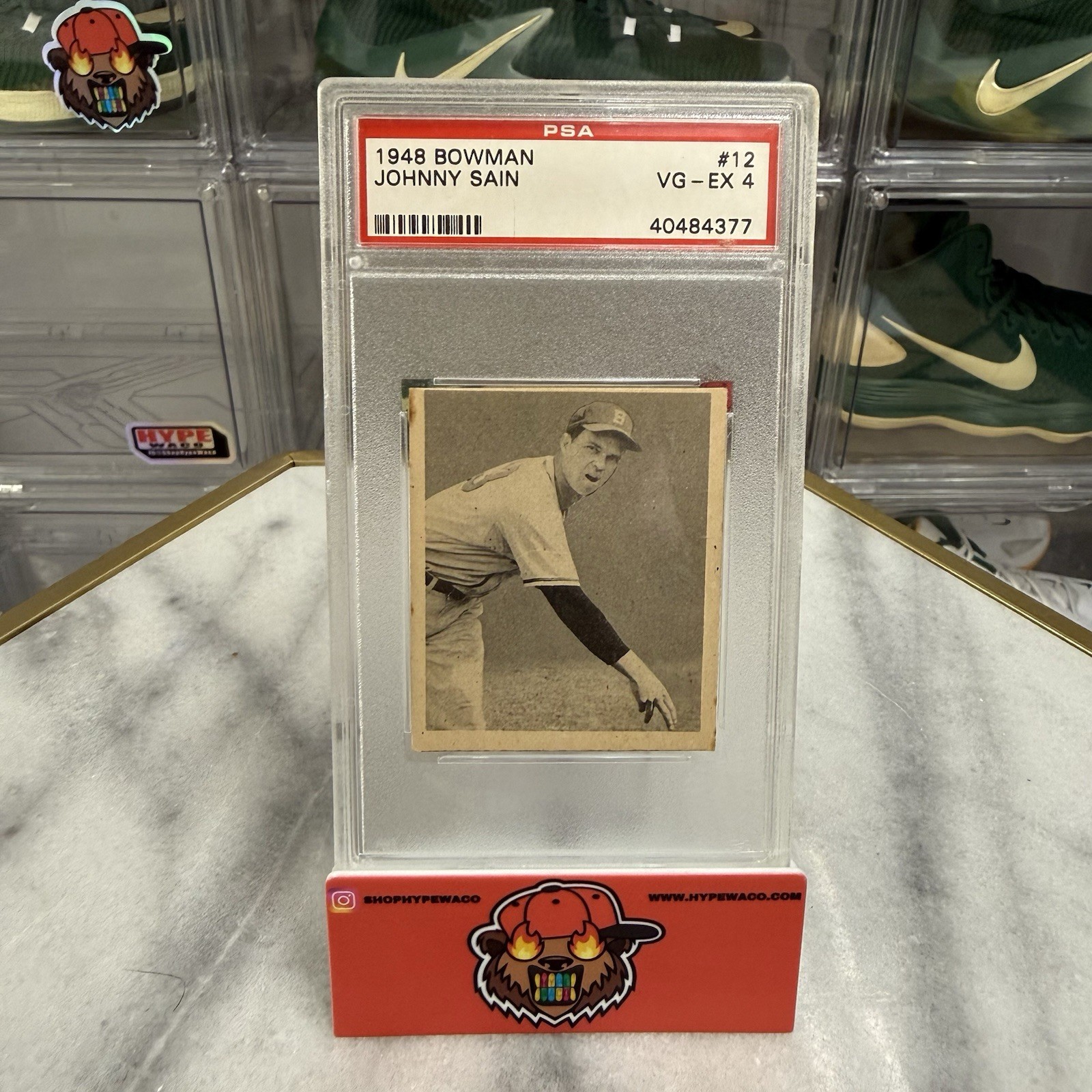 1948 BOWMAN #12 JOHNNY SAIN (RC) ROOKIE - PSA 4