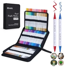 72 Colors Brush & Fine Tip Acrylic Paint Pens, Dual Tip Acrylic Paint Markers...