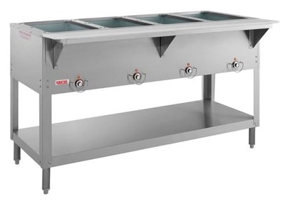 Kratos Electric Steam Table| Stationary Four Pan Open Well Hot Food Table with