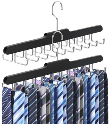2PC Tie Rack Hanger for Closet Upgraded Non Slip Tie Holder Organizer Space S...