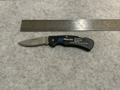 Zippo Bradford PA Black Lock Back Pocket Knife MagneTek Logo Good Snap