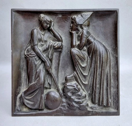 BRONZE PLAQUE / BAS RELIEF IN THE TASTE OF ANTIQUITY / 19TH / 11.5 x 11.5 cm