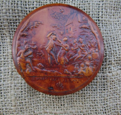 Antique 1800's French Pressed Burl Wood Snuff Box