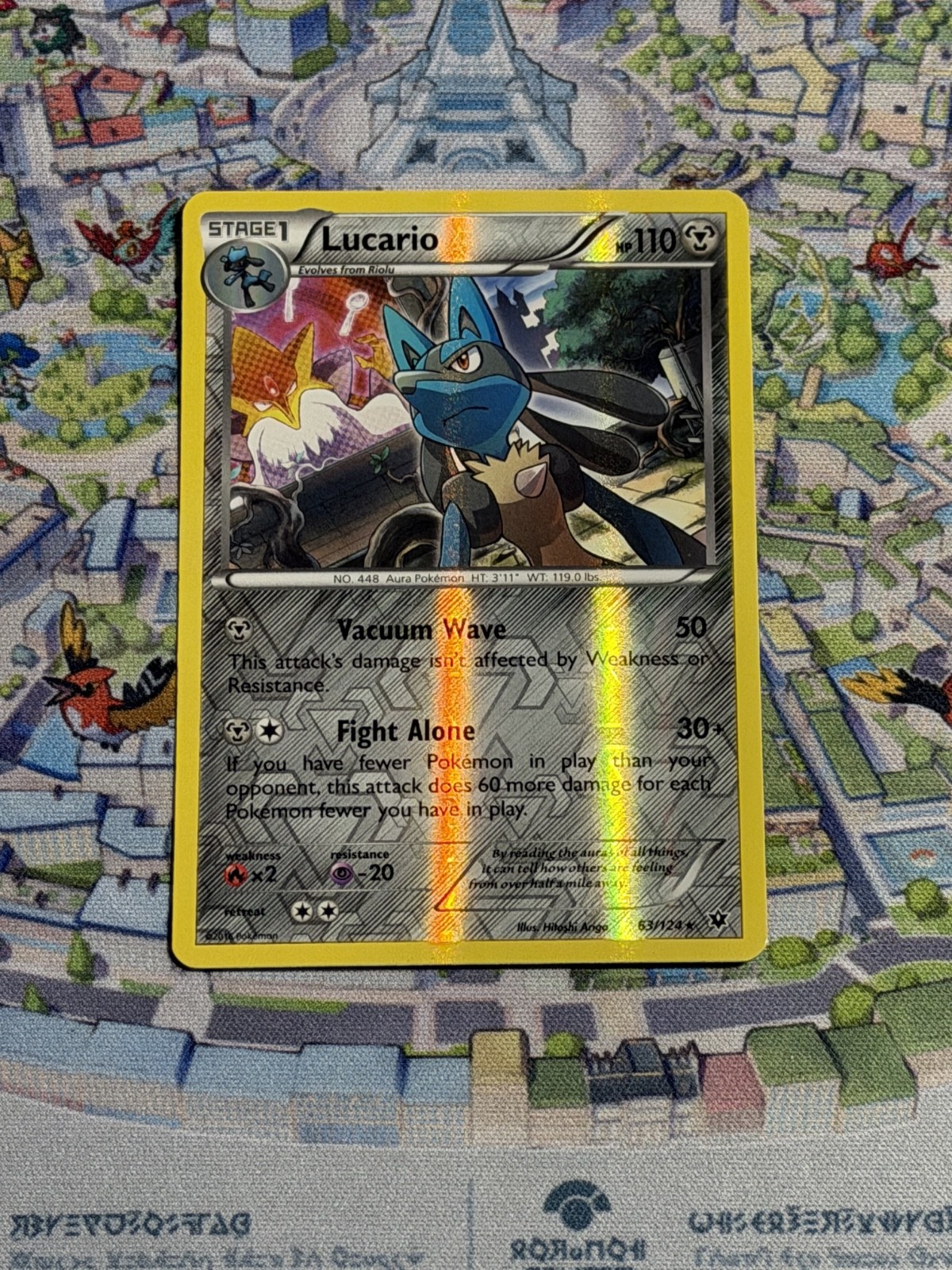 Pokemon TCG Lucario Reverse Holo 2016 XY Fates Collide 63/124 Rare NM Card