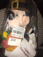 Vintage Disney Thanksgiving Mickey Mouse Plush Pilgrim 14 Inch New in bag