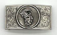 Vintage Mexico Sterling Silver Mayan Head Belt Buckle, PVLL  