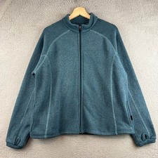 Kuhl Alfpaca Fleece Full Zip Jacket Womens XL Teal Blue Thumb Loops Mock Neck