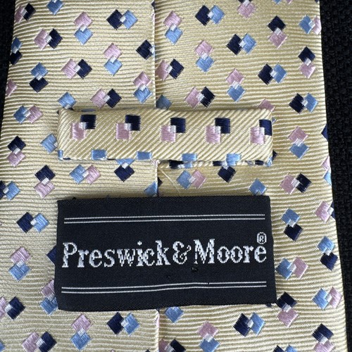 Preswick & Moore Yellow Pink Blue Mens Tie 100% Silk 59 x 4 Necktie - 第 7/12 張圖片