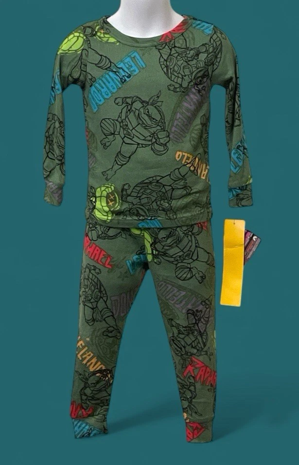 Teenage Mutant Ninja Turtles Boys 2 PC Pajama Set Toddler Size 4 Green - Image 3 of 4