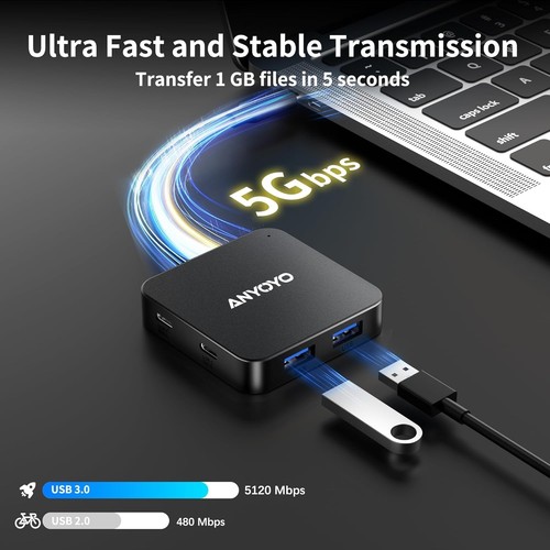 ANYOYO 6 In 1 USB C Hub With 5 Gbps USB 3.0(3A+2C) and DC 5V Port - 第 5/8 張圖片