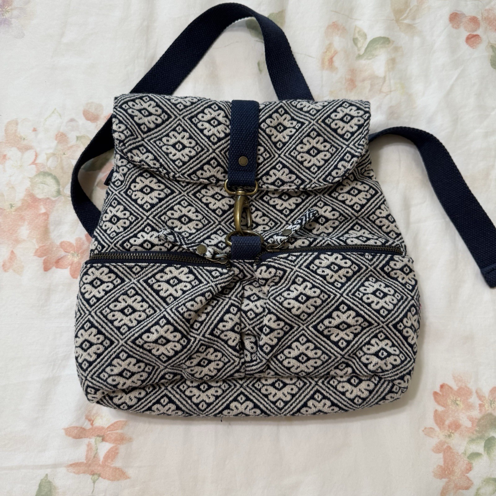 Fat Face Backpack Bag Multifunctional Fabric Flor… - image 4