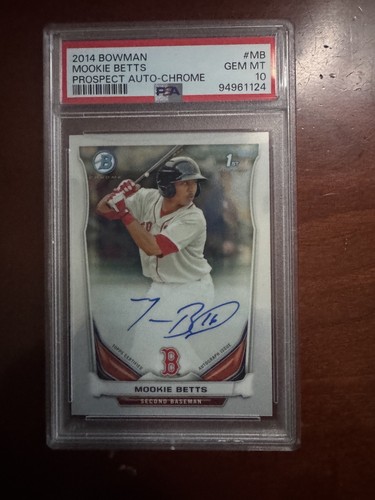 2014 BOWMAN MOOKIE BETTS ROOKIE CHROME AUTO PSA 10  GEM MT LA DODGERS-#BCAP-MB