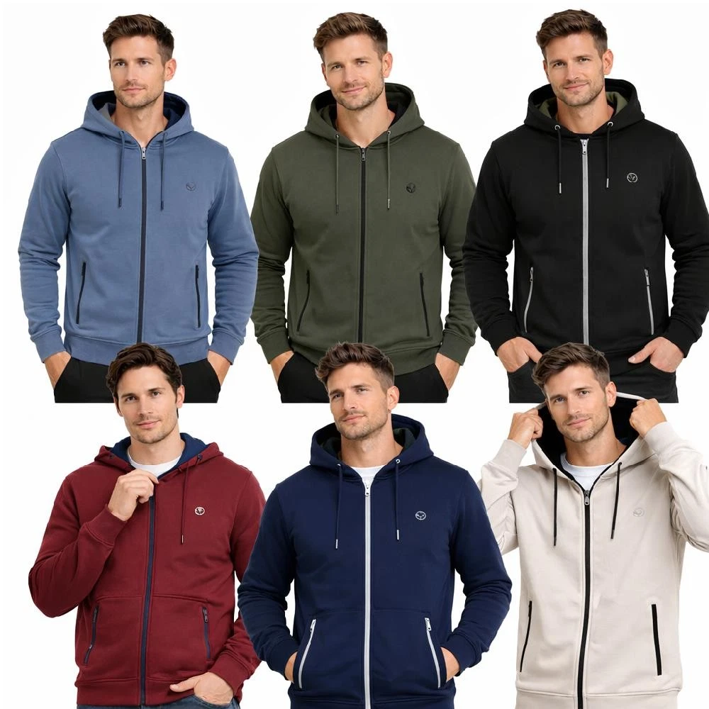 JJ Willis Mens Zip Up Hoodie Casual Fleece Hooded Long Sleeve Jacket S-2XL UK