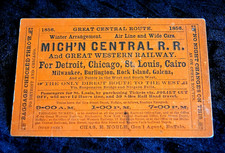 Railroad Michigan Central Railroad 1856 Winter Schedule Card Detroit & Chicago