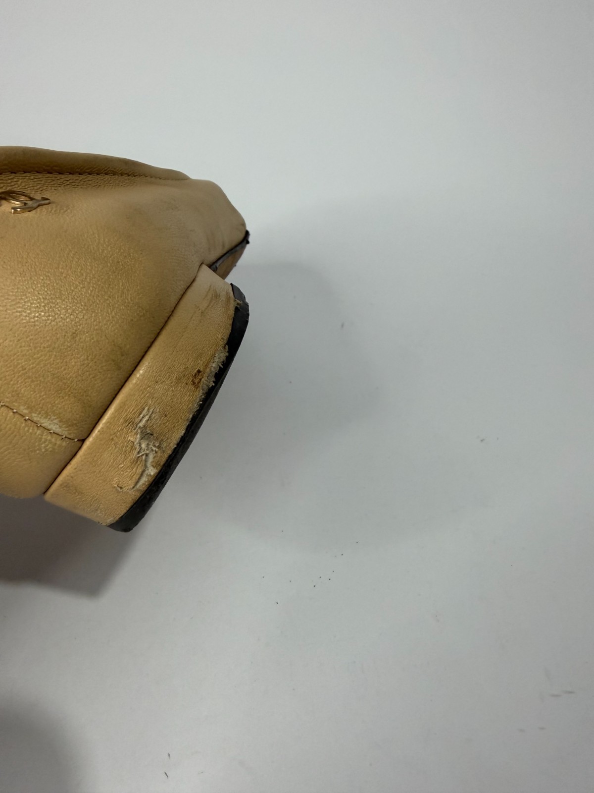 Chanel Beige/Black Leather Pearl Embellished CC Cap Toe Ballet Flats Size 36 EU thumbnail 9