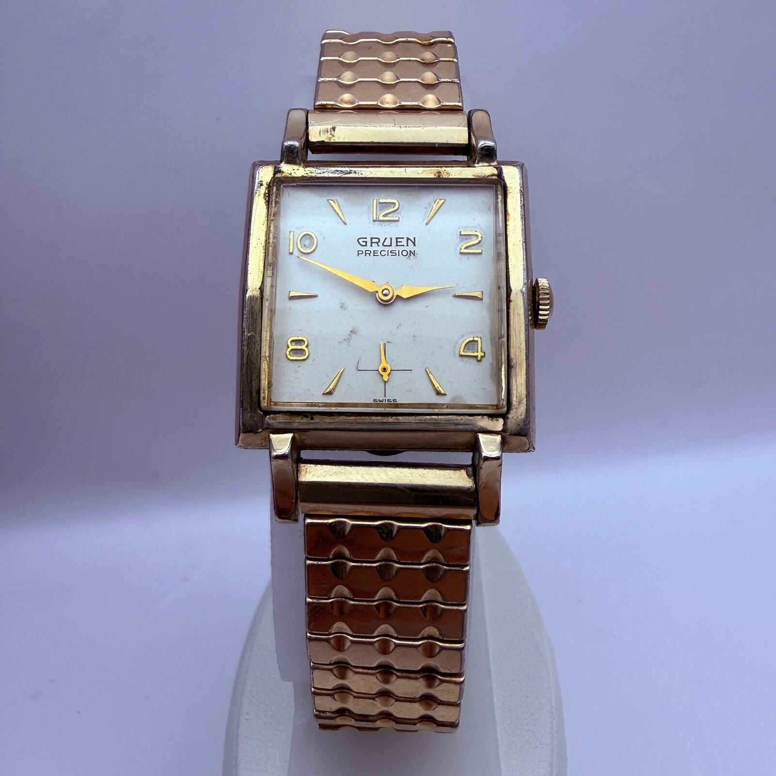 Gruen Men's Vintage Precision Manual Wind Square Tank 10k RGP